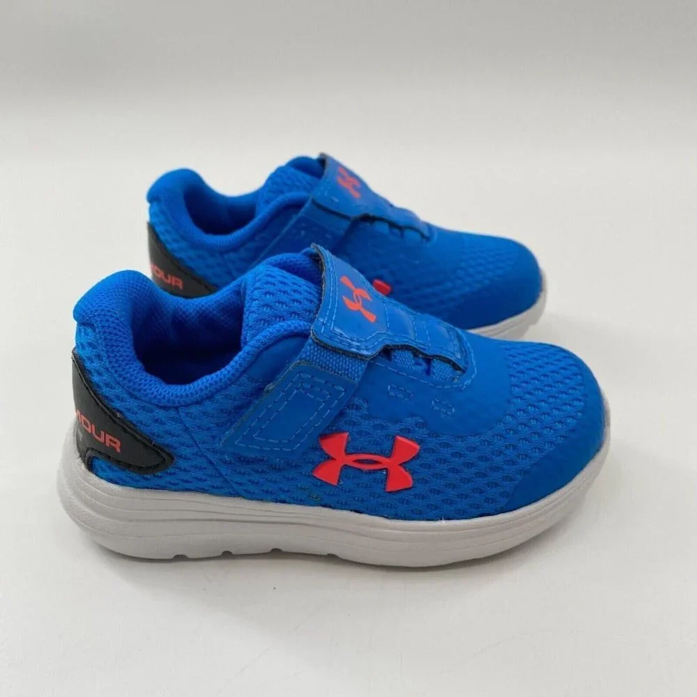 Under Armour Toddler Boy’s Surge 2 AC Sneakers Running Shoes Blue Circuit sz 5 -
